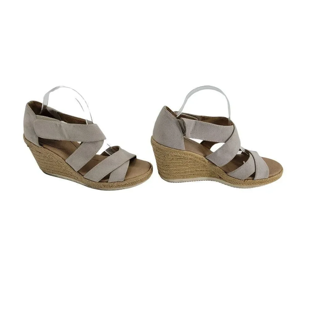 Dr. Scholl's‎ Visitors Platform Espadrille Open Toe Wedge Sandals Tan Size 10